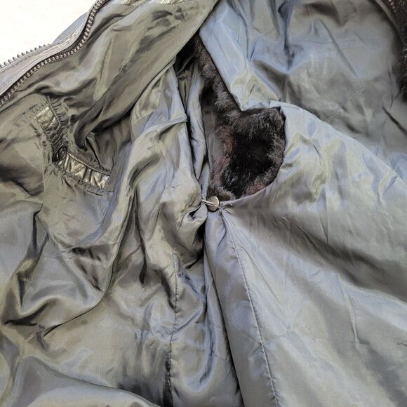 VTG Learsi 2 Piece Leather Bomber Jacket Removable Opossum Fur Liner Vest Size L - Picture 9 of 16